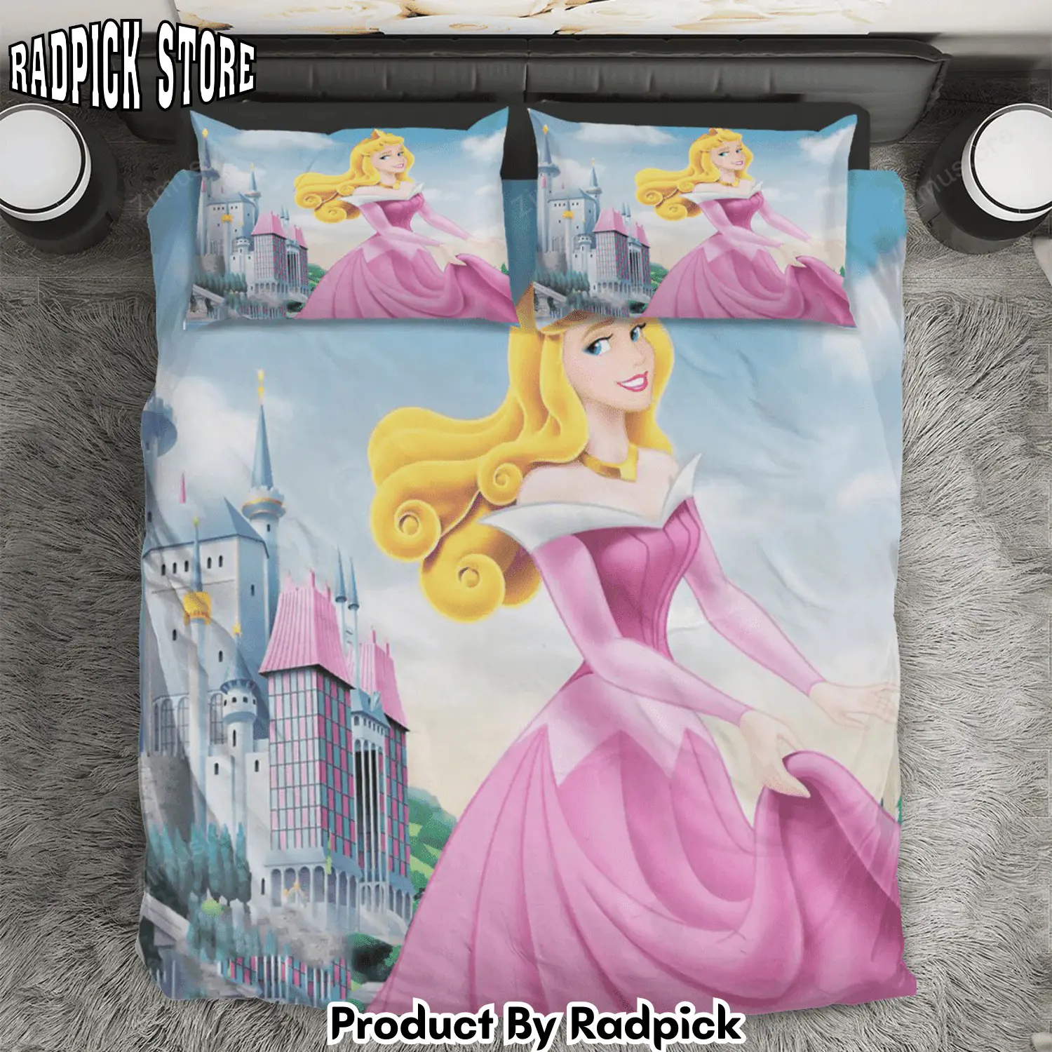 Radpick sleeping beauty and castle disney princess 8 3pcs 3pcs bedding set duvet cover and pillow cases gift for fan rp3272271